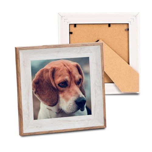 Wooden 6x6 Square Picture Frames with Acrylic -Set of 2- Wall Mount & Table top Display Photo Frames Decor, Great for Baby Pictures, Weddings, Portraits,Christmas gifts