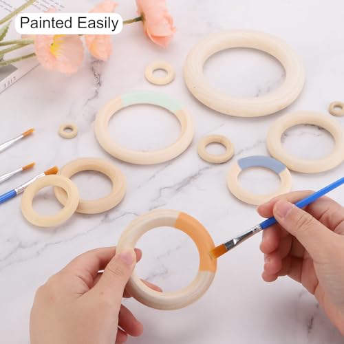 MECCANIXITY 100pcs 0.5" Unfinished Wooden Rings Smooth Natural Wood Macrame Rings for Curtain Connectors DIY Crafts Knitting Decoration Jewelry Making - size: 0.5"