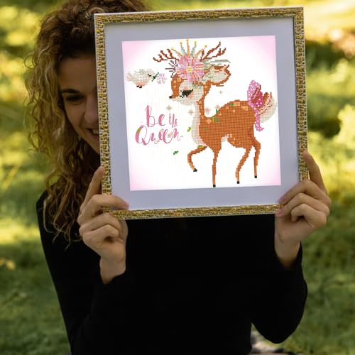 DIAMOND DOTZ Be The Queen Deer Diamond Painting Kit for Adults with Gems - size: 35 x 35 cm (13.8 x 13.8 in)