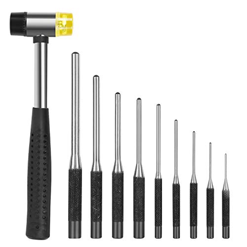 Roll Pin Punch Set with Storage Pouch, 9 Piece Steel Removal Tool Kit for Jewelry