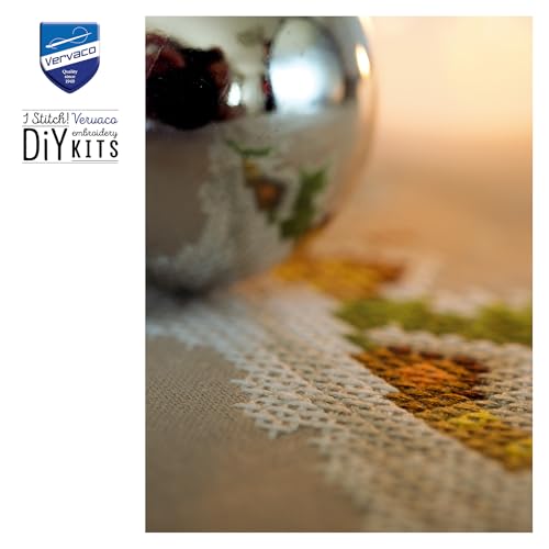 Vervaco Embroidery Christmas Embroidery Kits Cross Stitch Table Runner DIY Set, Tablecloth to Embroider with Image on Cotton and Embroidery Thread, 16 x 40 Inches, Snow Village - color: Multicolor