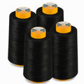 AK Trading 4-Pack Black All Purpose Sewing Thread Cones (6000 Yards Each) of High Tensile Polyester Thread Spools for Sewing, Quilting, Serger Machines, Overlock, Merrow & Hand Embroidery. - color: BLACK