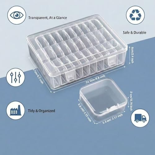 Bead Organizer Box,Mini Clear Plastic Storage Containers Boxes for Bracelet Making DIY Jewelry Craft Nail beads and smll items (white) - color: white