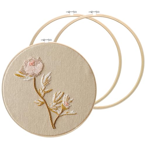 Biaungdo 3 Pcs Bamboo Embroidery Hoops 10 Inch, Wooden Cross Stitch Ring - size: 10 Inch