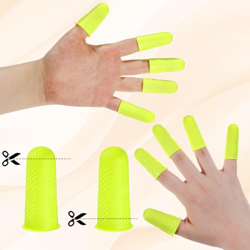 24 Pcs Rubber Finger Protectors, 3 Sizes Silicone Finger Protectors Reusable Rubber Thimble for Hot Glue, Honey, Adhesives, Scrapbooking, Sewing, and Writing Task
