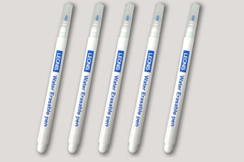 LEONIS Water Erasable Fabric Marking Pen Blue 5 Count Pack [ 78008 ] - size: 1 Count (Pack of 5)