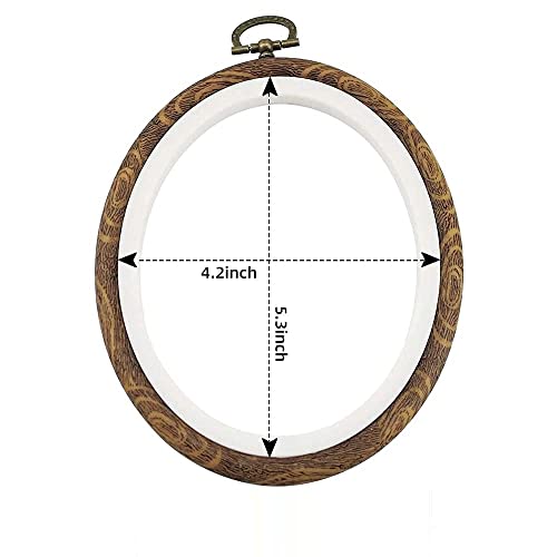 5PCS Oval Embroidery Hoops 5 x 4 Inch Imitation Wood Hoops for Cross Stitch