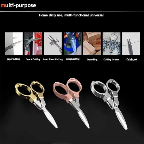 YVAOG Mini Folding Scissors, Safe Portable Travel Mini Scissors, Stainless Steel Retractable Small Scissors for Home Office, 2 Piece Set (gold) - color: Gold