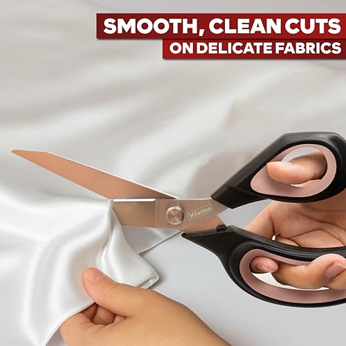 XFasten Sewing Scissors for Fabric Cutting Pink 9.5 Inch Professional Fabric Scissors Sewing | Heavy duty and Large - color: Pink