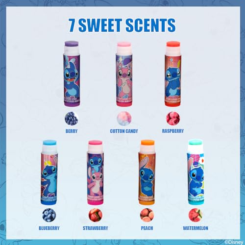 Stitch Keychain Lip Balm Set, 7-Piece Plant-Based, Ages 3+ - color: Stitch
