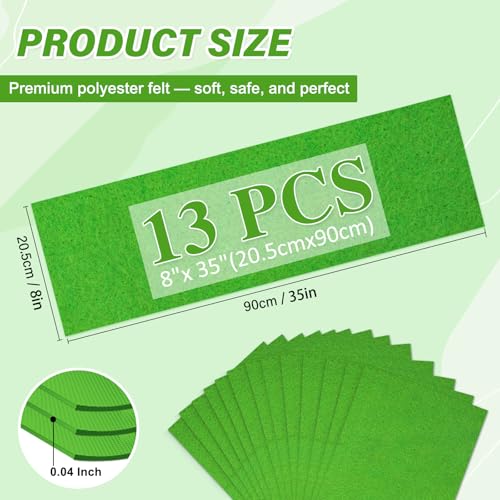 XSEINO 13 Rolls Green Felt Fabric,8"x35"(20.5x90cm) 1.4mm Thick Soft Felt Fabric Sheet for Crafts,Green Series Colors Soft Nonwoven Fabric,Fit for Decoration, Sewing, DIY Crafts - color: Green