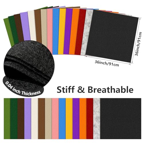 Black Stiff Felt Sheet 36'' X 36'', 1mm Large Felt Fabric Sheet for Crafts - color: Black