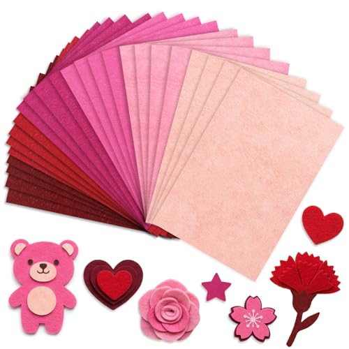 Catephe 24 Pcs Red Felt Fabric Sheets, 8 Inch X 12 Inch 1mm Craft Felt - color: Red 24pcs