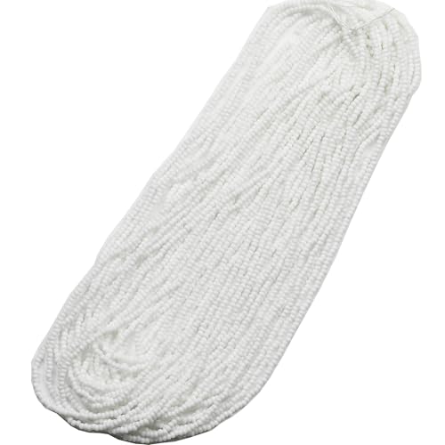 11/0 Glass White Color Seed Beads Hanks (1 Hank 3 Meters) Total 3 String Hanks About 6000pcs, 9 Meters String Seed Beads Strand Hanks (White) - color: White