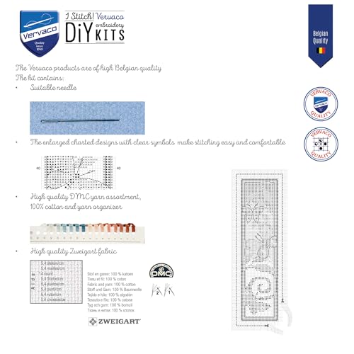 Vervaco Counted Cross Stitch Bookmark Kit for Beginners Pretty Butterflies Embroidery Pattern for Book Lovers ca. 2,4" x 8" DIY Crafts for Adults Creative Book Lovers Gift Starter Craft Kit Supplies - size: Butterflies