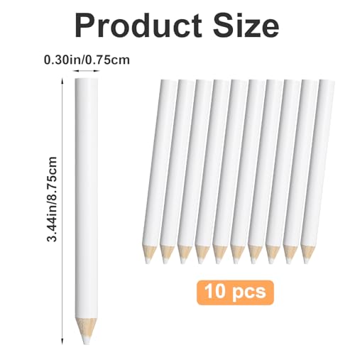10 Pcs Fabric Marking Pencils, White Sewing Pencil for Fabric Sewing Tailor Chalk Pencils, Washable Erasable Marking and Tracing Tool for Quilting Dressmaker Craft