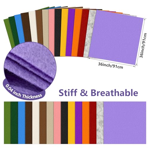 Lavender Stiff Felt Sheet 36'' X 36'', 1mm Large Felt Fabric Sheet - color: Light Purple
