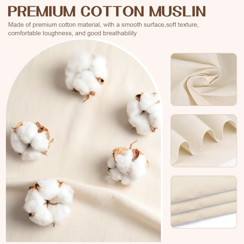 Cotton Muslin Fabric, 63 Inch X 1.9 Yards Natural Fabric By the Yard - color: Natural Unbleached