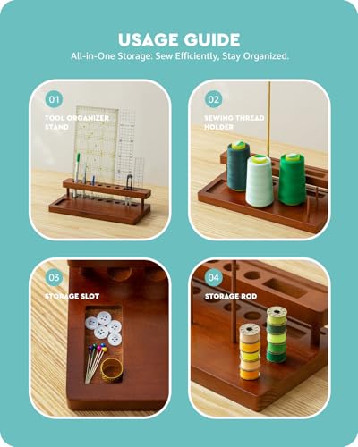 Baffect Thread Spool Holder With Sewing Organizer Ideal For Quilters