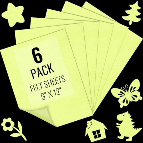 IONTACH 9" X 12" Soft Felt Sheets 1.6mm Thick (6 Packs, Light Yellow) - color: Light Yellow