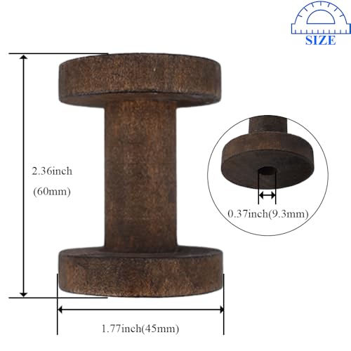 HAHIYO 2.36Inch/6cm 4PCs Vintage Coffee Color Wood Spool Retro Unfinished Wooden Thread Spools for Textile Wire Weaving Ribbon Crafts DIY Art Education Smooth Rotatable Bobbins - color: Retro Coffee Color, size: 2.36Inch-4P