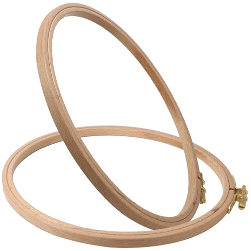 Opfiue 2 Pack 8 Inch Beech Wood Embroidery Hoop, Round - style: 8 Inch