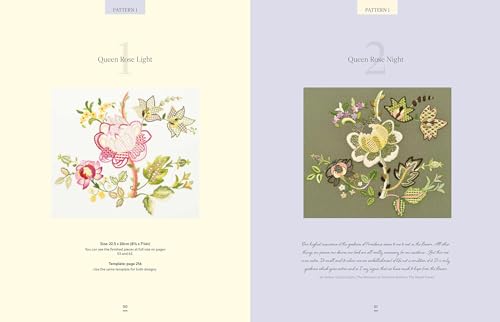 Contrast in Crewel Embroidery: Modern designs stitched on light and dark