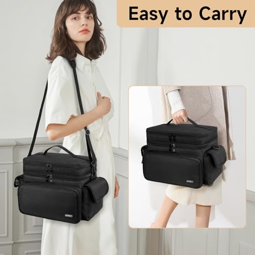 LEFOR·Z Large Sewing Supplies Organizer Bag(13 x 8 x 9 in),Sewing Basket - color: Black