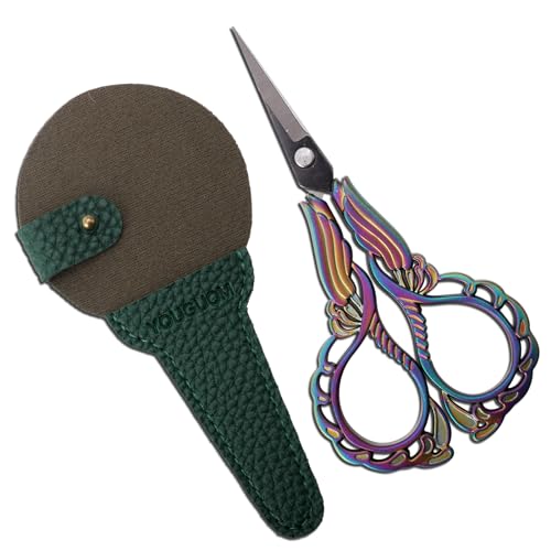 YOUGUOM Embroidery Scissors with Cover, Sewing Crafting Shears - color: Rainbow