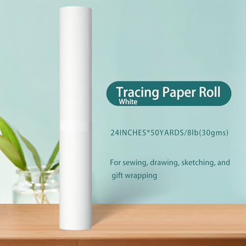 SEMLEART Tracing Paper Roll,24-inch x 50yard，White Translucent Vellum,Pattern Paper for Sewing, Drawing, Sketching, Gift Wrapping - color: 01-White, size: 24-inch x 50yard Roll
