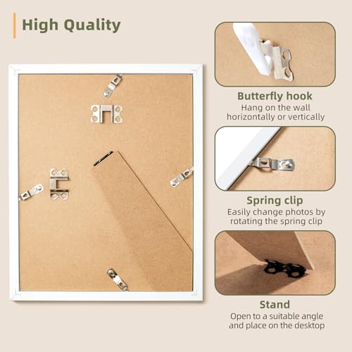 HappyHapi 8x10 Picture Frames Set of 10, Wall or Tabletop Display, White - color: White, size: 8x10 inch