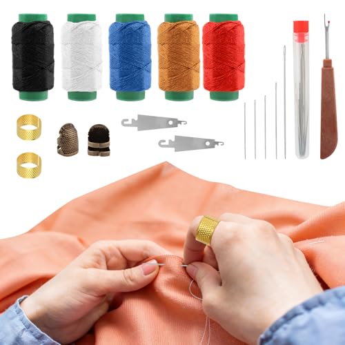 41-Pcs Sewing Tool Kit, 25 Large Eye Needles, Threads, Threaders & Thimbles