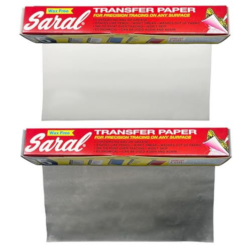 Saral Paper Corp Wax Free Transfer Tracing Paper - Graphite and White - Two 12 Inches x 12 Foot Rolls (One Roll Per Color)