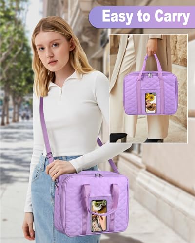 Sewing Supplies Organizer Bag with Removable Binder,Purple - color: Purple