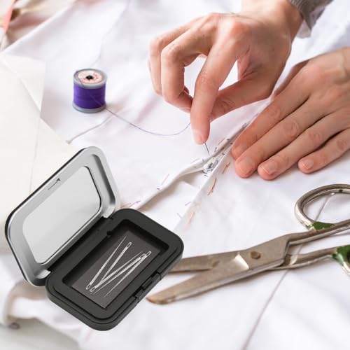 2Pcs Magnetic Pin Holder Box with Transparent Acrylic Lid, Strong Built-In Magnet Secures Pins Under 6.5cm, Sewing Needle Organizer Box with Snap Closure, Craft Supplies Storage Gift for Sewers - color: 2Pcs