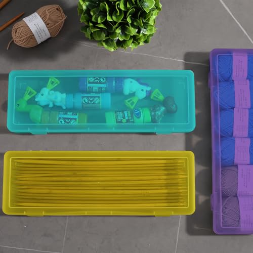 novelinks Plastic Pencil Boxes and Small Plastic Containers with Lids - color: 6 Pack Large -Color