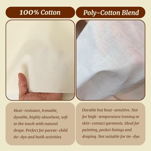 Q&J Fabric Co. 100% Cotton Fabric by The Yard 60'' Wide x 2 Yards,Broadcloth Muslin Fabric Nearly Medium Weight Material for DIY Sewing Apparel Cloth, Quilting, Soft Embroidery Cloth, Garments (White) - color: White, size: 2 Yards