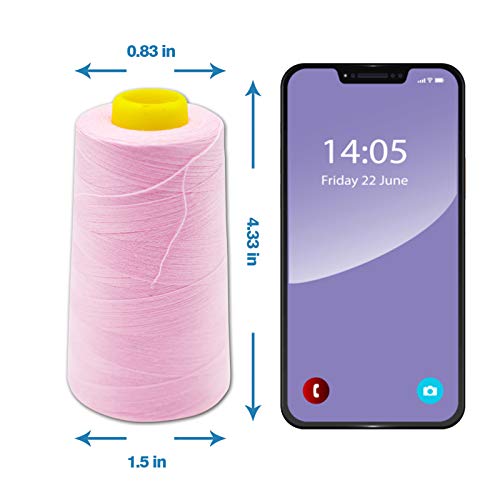 Pink Serger Thread, All-Purpose Thread for Sewing, Polyester, 4 Cones of 3000 Yards Each Spool for Sewing Machine - color: Pink