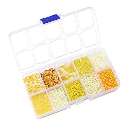 Yellow Glass Seed Bugle Tube Beads for Jewelry Making - color: yellow