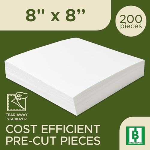 HBI Tear Away Embroidery Stabilizer Sheets, 8 x 8 in, 200 Pack - size: 8"x8" 200 Sheets