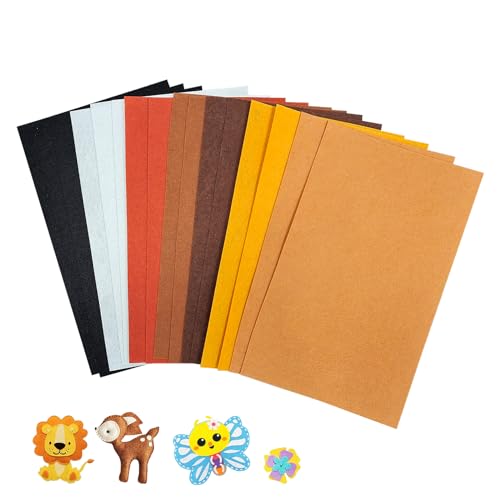 Jtnohx Felt for Crafts, 16 Pcs Felt Fabric, 7"×11.3" Stiff Felt Sheets, Craft Felt Square for Sewing (Brown White Black Series) - color: Brown Series