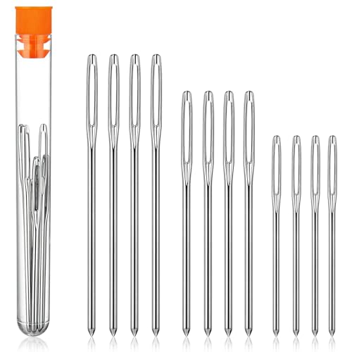Outus 9 Pcs Large Eye Blunt Needles 3 Sizes Stainless Steel Yarn Darning Knitting Sewing Blunt Needles with Storage Case for Knitting, Crochet, Embroidery, DIY Craft, 2.08 in/ 2.36 in/ 2.76 in