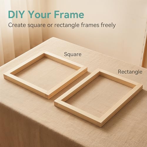 MengMain Needlepoint Stretcher Bars for Needlework, 12PCS Wooden Canvas Frame Set, 6, 8, 10 Inch with 100 Thumb Tacks and Tack Remover for Embroidery and Cross Stitch (6/8/10in)