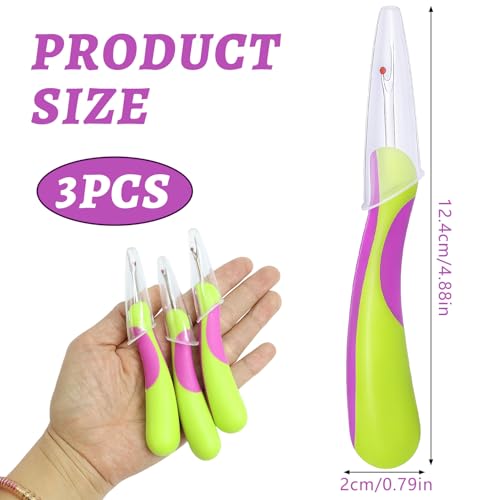RJLCTH 3 Pcs Seam Rippers for Sewing, Green Rubber Grip - color: Green