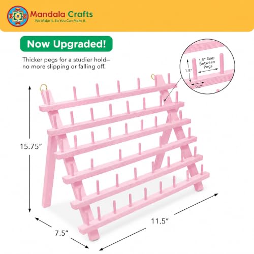 Mandala Crafts 60 Spool Pink Thread Rack Sewing Embroidery Thread Holders - color: Pink