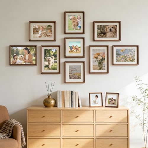 11x14 Picture Frames Walnut Solid Wood with Real Glass - size: 11×14