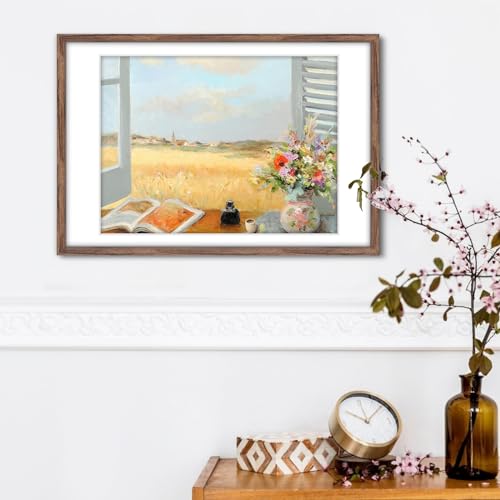 Rustic Walnut 9x13 Frame - Single Frame, 9 x 13 Poster Frame for Artwork, Puzzles, Photos and Movie Posters Picture Frames - size: 9" x 13"