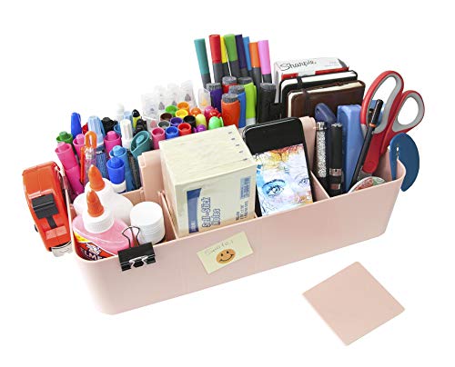 -Large Portable Caddy, DIY Dividers, 8 Compartments, School Office Supplies Home Organizer Basket with Handle Storage Organizer Made in USA (3 PACK, Indie Pink) - color: Indie Pink, size: 3 PACK