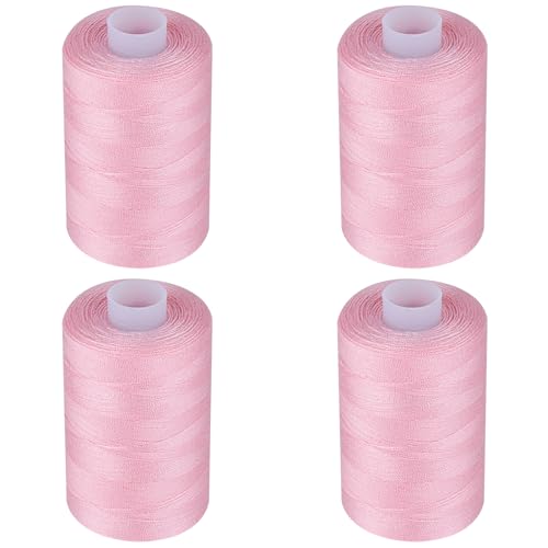 Simthread All Purpose Sewing Thread, 4 Spools Each 1000 Yards of Polyester Threads for Sewing Machine, Sewing Machine Supplies for Beginners, Hand Stitching, Quilting, Serger (Pink) - color: Pink