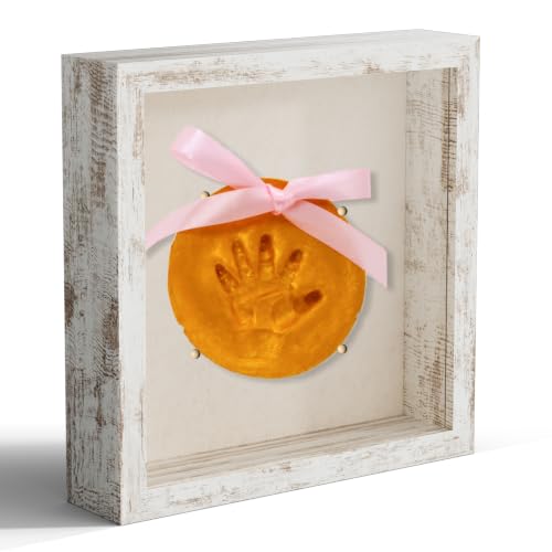 8x8 Shadow Box Picture Frame Display Case with Soft Linen Back, Distressed White Wooden Memory Shadow Box Frame with Tempered Glass Cover for Wall or Tabletop Display - color: Distressed White, size: 8x8